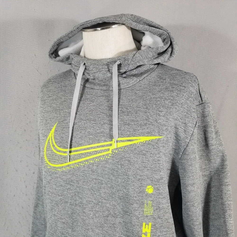 Nike hoodie sweater sweatshirt men's medium gray long sleeve Therma Fit soccer